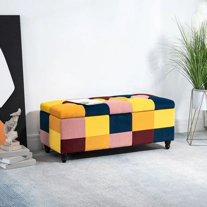 114 x 47 x 47cm Velvet Storage Ottoman, Button-tufted Footstool Box by HOMCOM