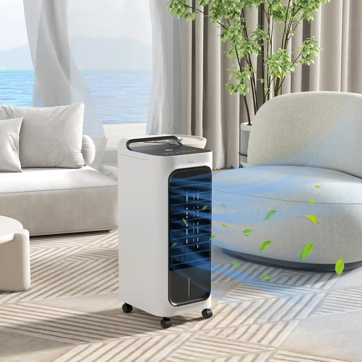 HOMCOM Mobile Air Cooler for Home Office, with Oscillation, Ice Packs by HOMCOM