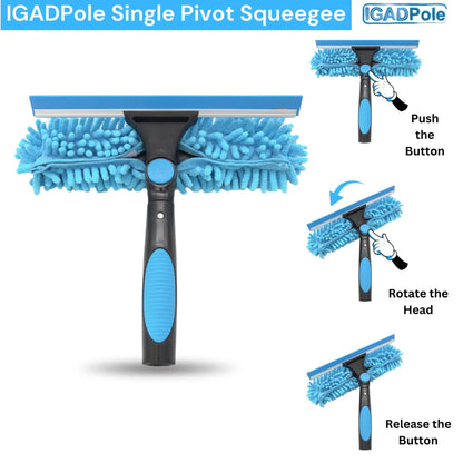 10ft Window Squeegee with Extension Pole, Window Cleaner Tool with 2-Stage Telescoping Pole, Window Cleaning Kit with 10ft Pole (3m) & Microfiber Cloths, 2 Blades Replacements & ACME Adapter by IGADPole