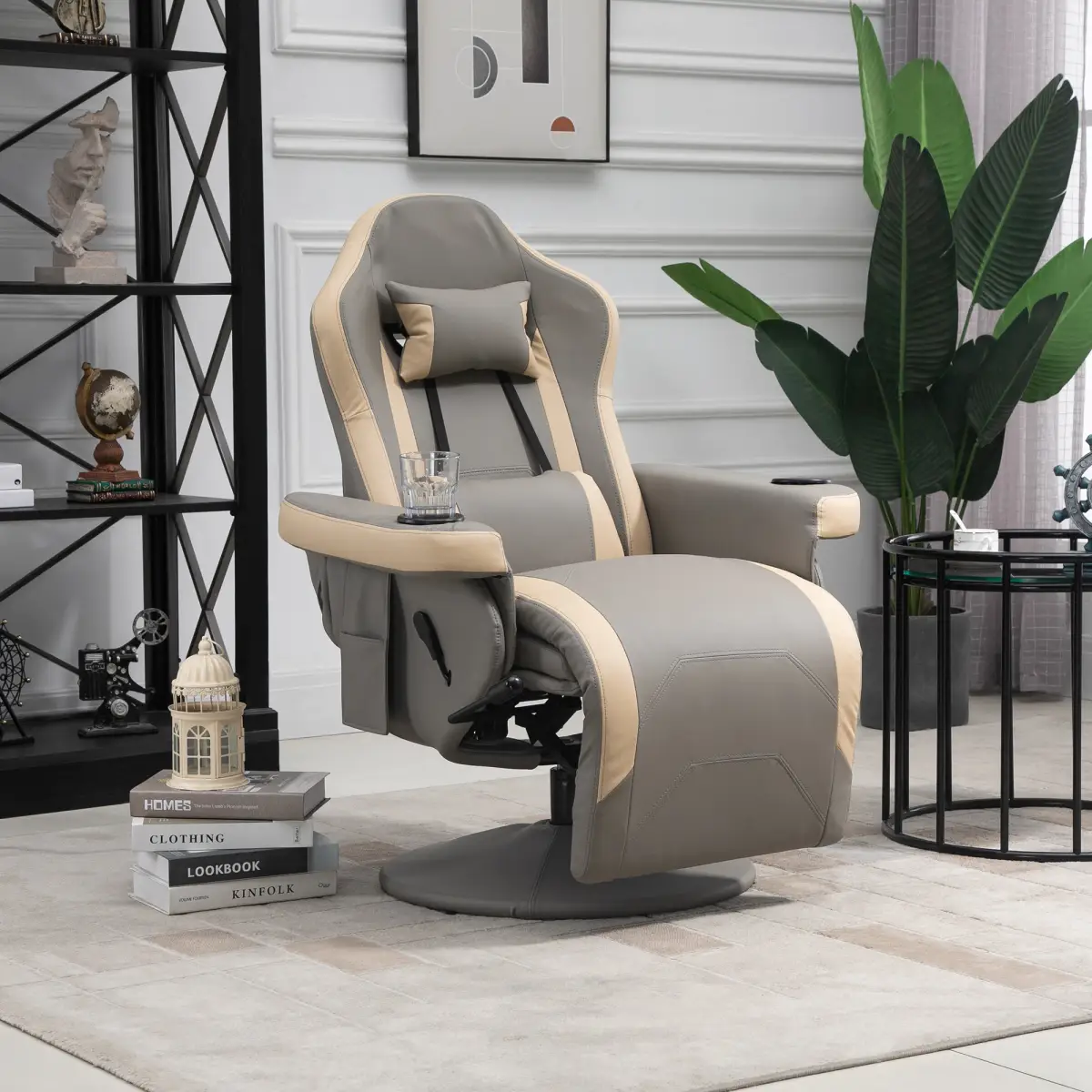 Manual Recliner Armchair PU Sofa Chair w/ Adjustable Leg Rest & 135� Reclining by HOMCOM