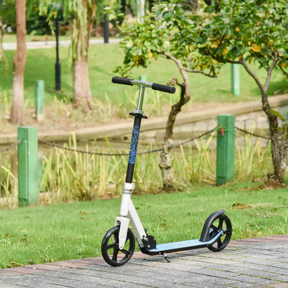 HOMCOM Kick Scooter Commuter Adjustable Height Wheels Foldable Aluminium White by Unbranded