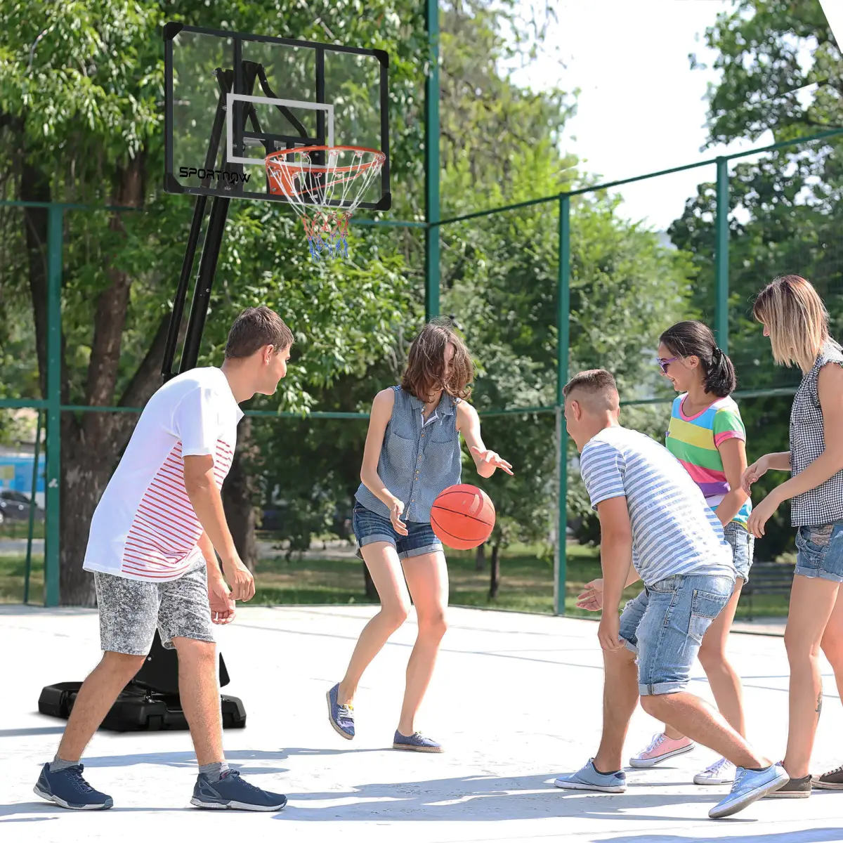 Adjustable Basketball Hoop with Weighted Base, Wheels, 2.4-2.9m by SPORTNOW