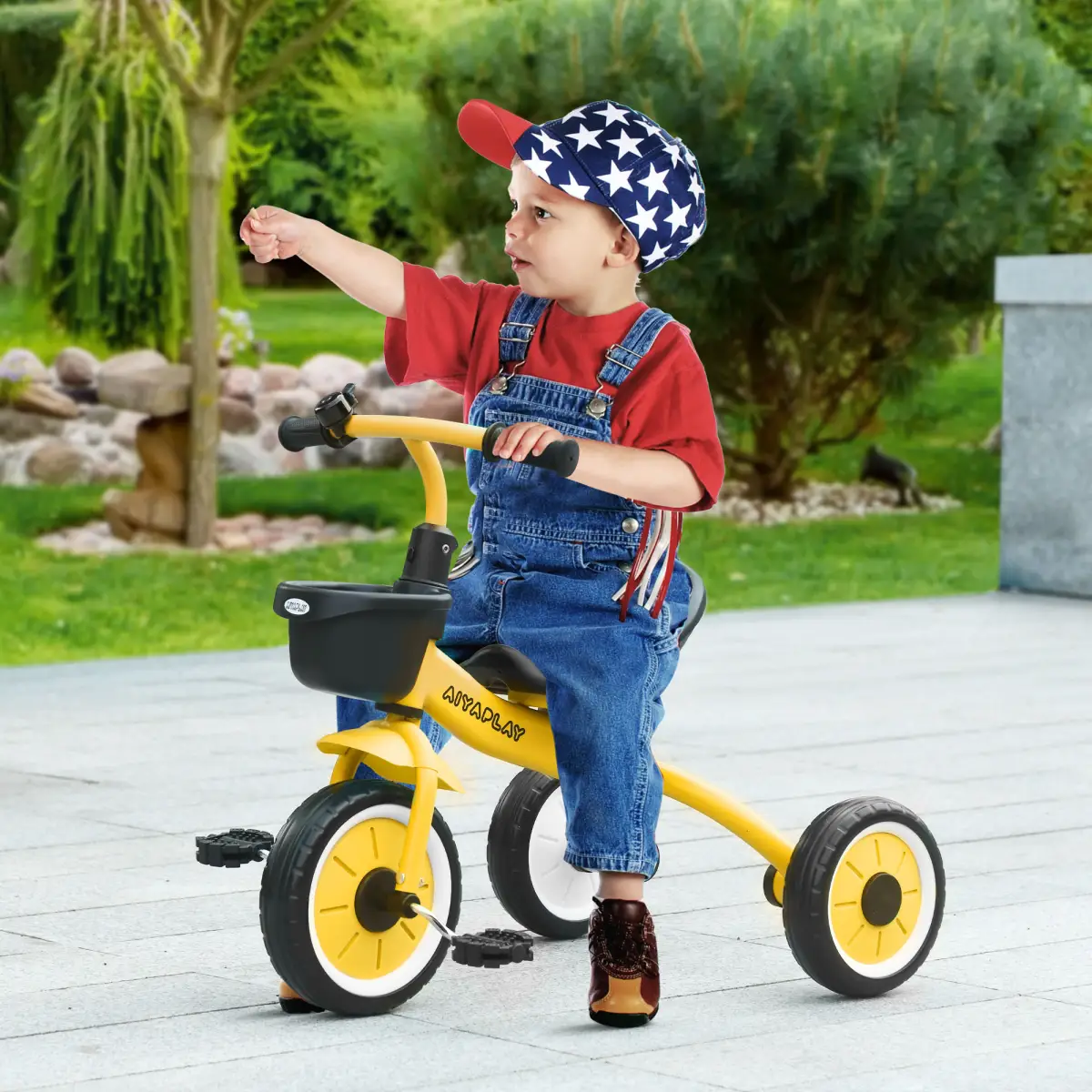AIYAPLAY Trike with Adjustable Seat Basket Kids Tricycle for 2-5 Year Old Yellow by AIYAPLAY