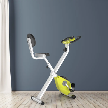 Magnetic Resistance Exercise Bike Foldable LCD Adjustable Seat Yellow by HOMCOM
