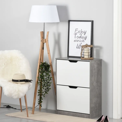 Two Drawer Shoe Cabinet Home Storage Organiser Groove Handles Hallway HOMCOM by Unbranded
