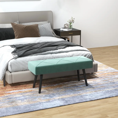 HOMCOM End of Bed Bench, Upholstered Hallway Bedroom with Steel Legs, Green by HOMCOM