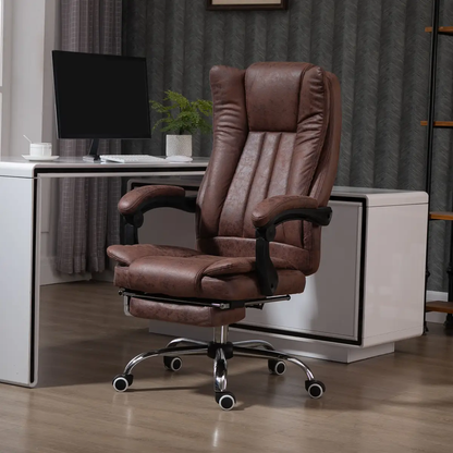 Executive Office Chair Computer Swivel Chair for Home with Arm, Footrest, Brown by Vinsetto