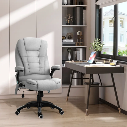 Executive Reclining Chair w/ Heating Massage Points Relaxing Headrest Grey by Unbranded