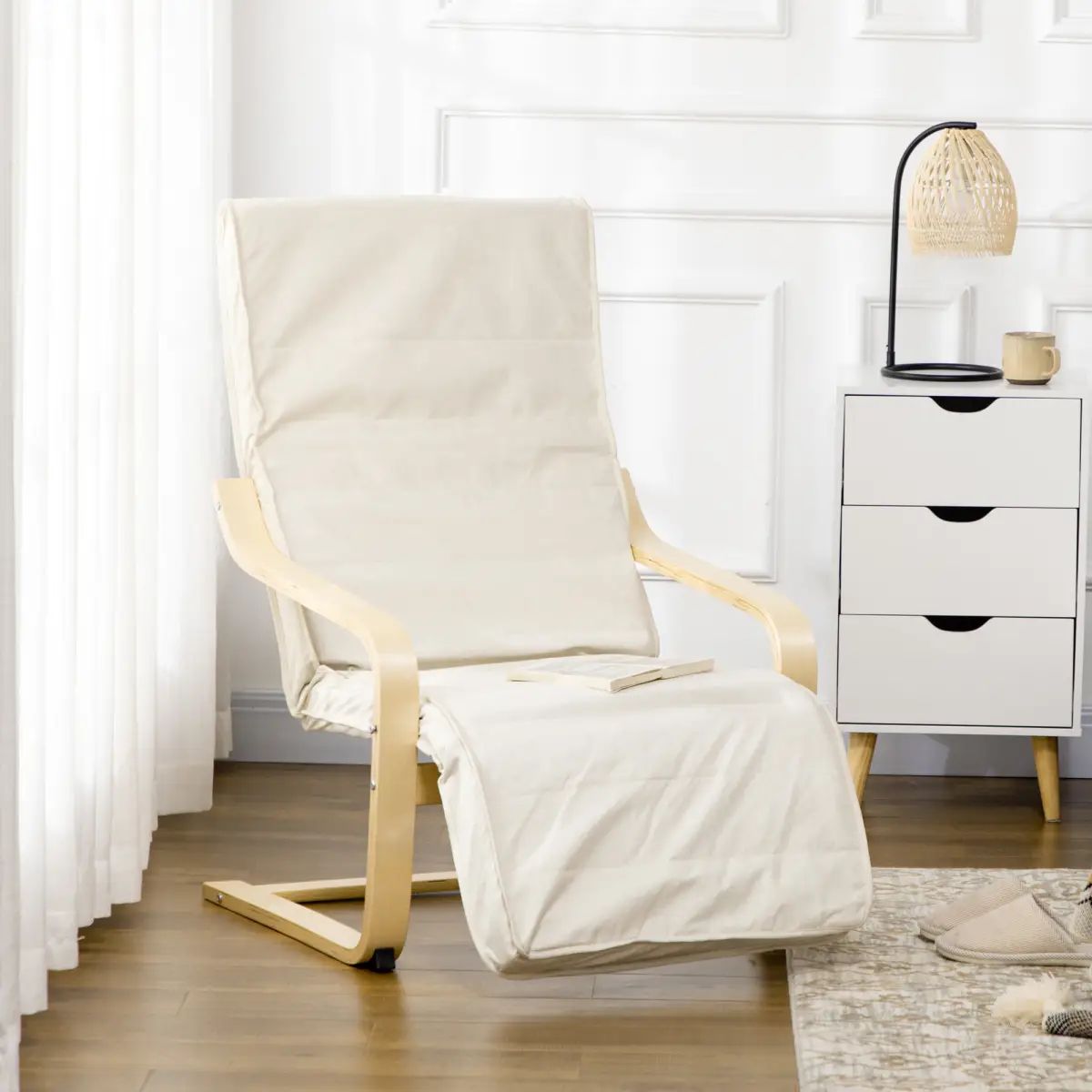 Lounge Chair Recliner Adjustable Footrest Home Cream White by HOMCOM