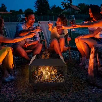 Outsunny Fire Pit, Square Shape, Steel-Black by HOMCOM