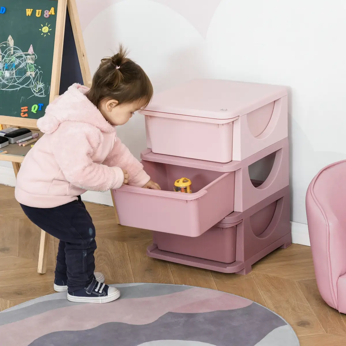 HOMCOM Kids Storage Units with Drawers 3 Tier Chest Vertical Dresser Tower by Unbranded