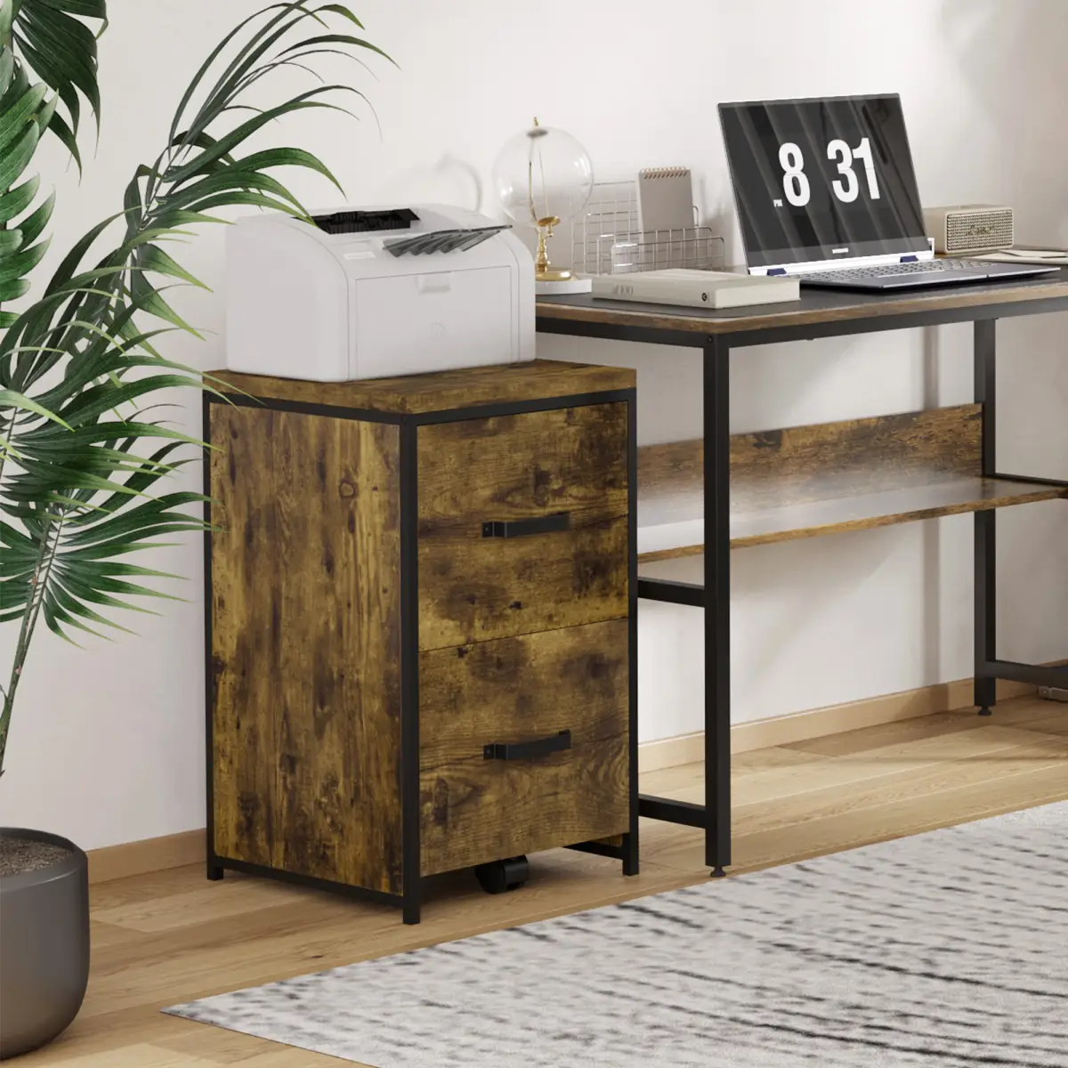 70cm Vertical Office Filing Cabinet w/ 2 Drawer, Hanging File Folder Vinsetto by Unbranded