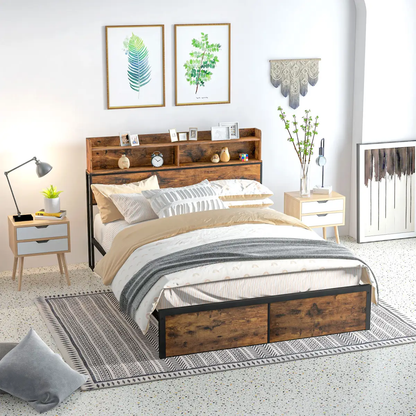 HOMCOM 5.2FT King Bed Frame with Storage Headboard and Under Bed Storage by HOMCOM