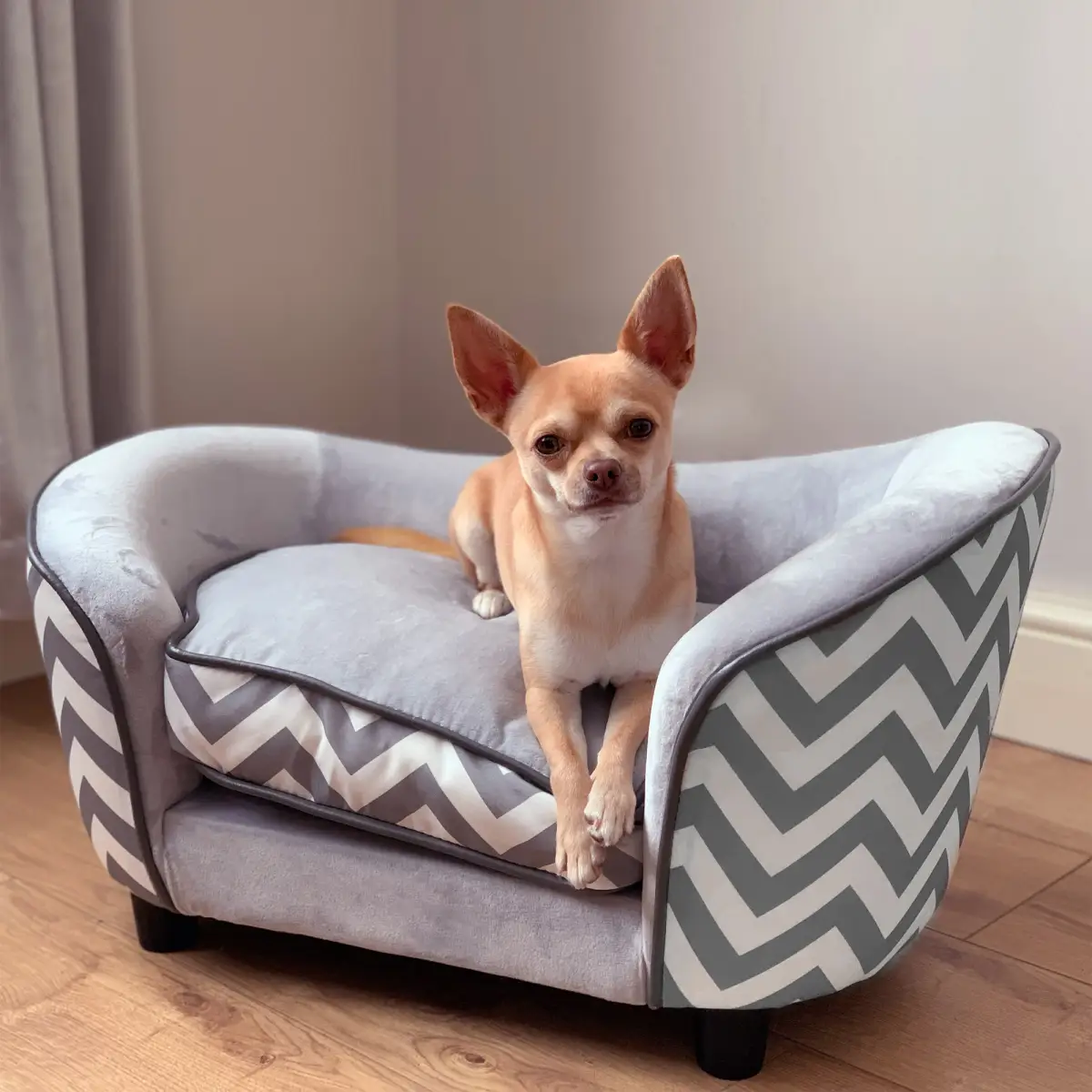 PawHut Dog Sofa Pet Couch for XS Dogs with Removable Sponge Padded Cushion Grey by PawHut