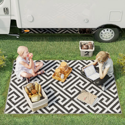 121x182cm Reversible Outdoor Rug Portable Plastic Straw RV Outsunny by Unbranded