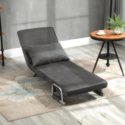 Sofa Bed Foldable Portable Armchair Sleeper Lounge Pillow Dark Grey by Unbranded