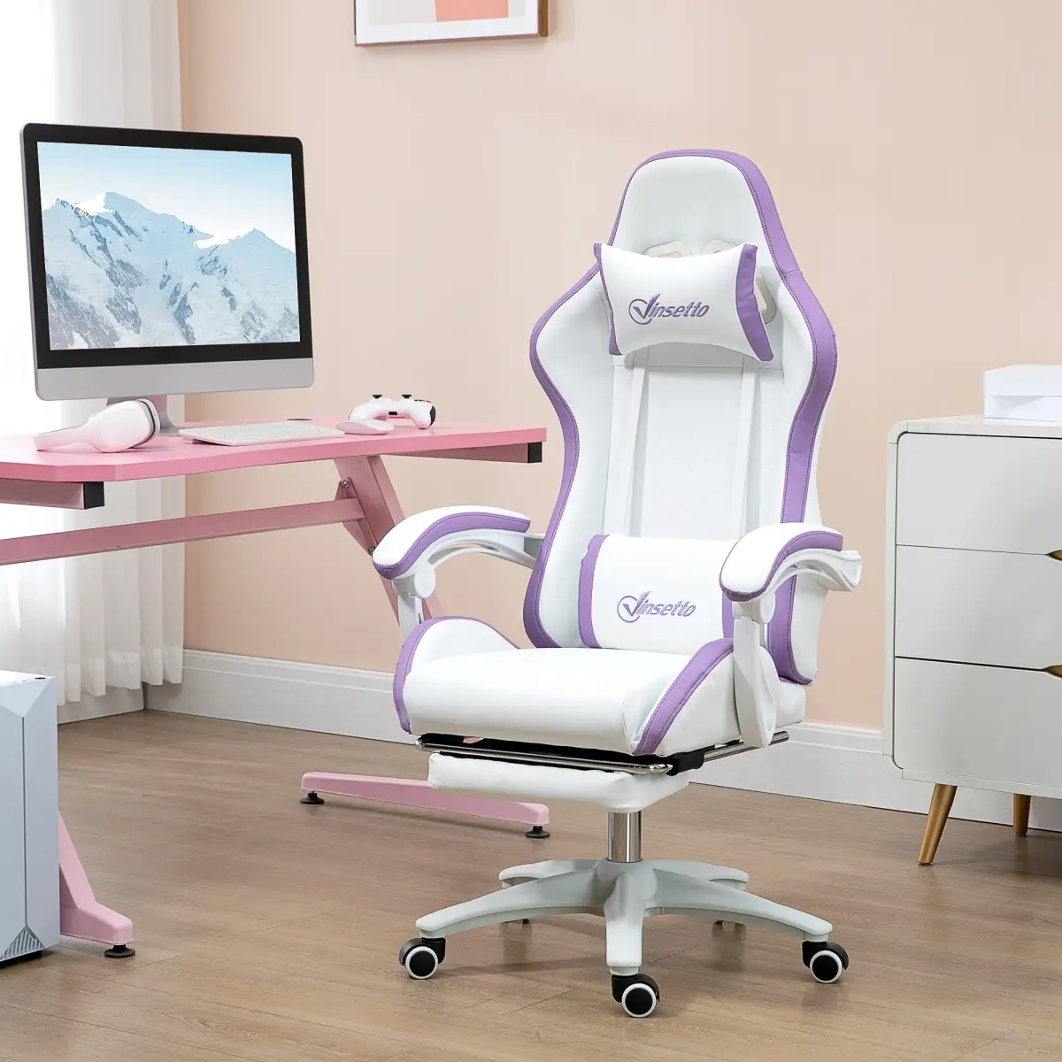 Vinsetto Racing Style Gaming Chair with Reclining Function Footrest, Purple by Vinsetto