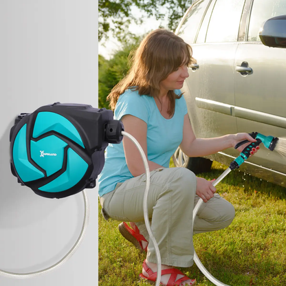 10M Water Hose Reel Compact Garden Car Locking Auto Retract Spray Durhand by Unbranded
