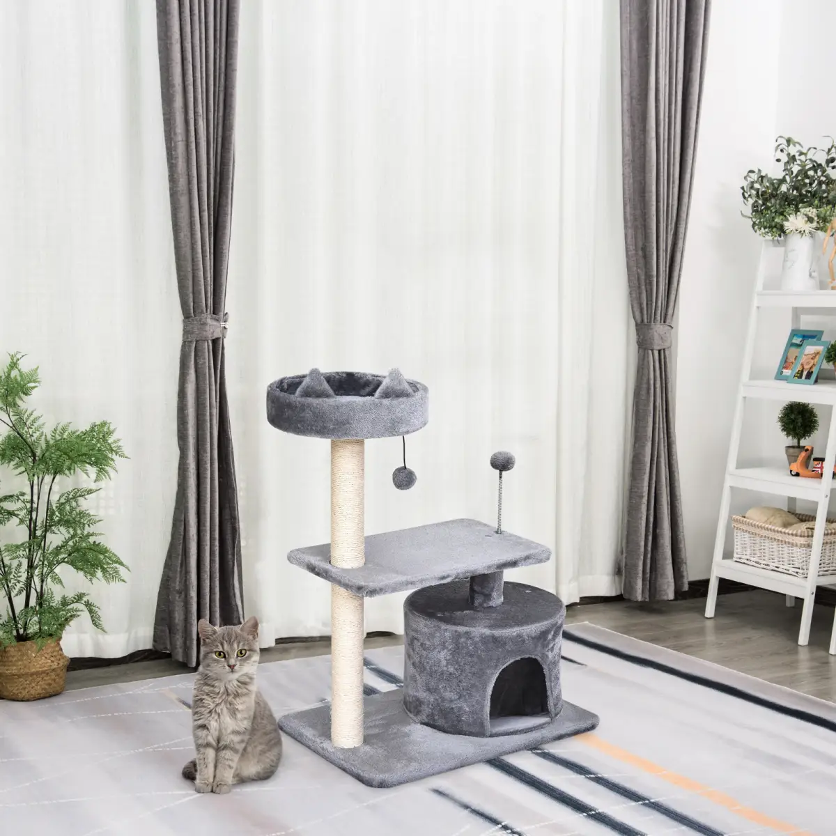 81cm Cat Tree Scratching Post Tower for Kitten Large Cats Activity Centre House by Pawhut