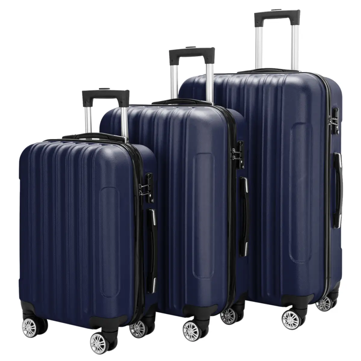 3 Pcs Suitcase Lightweight ABS Carry-on Hand Luggage 4 Spinner Wheels Trolley Case by N/A