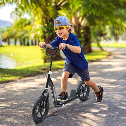 Push Scooter Teen Kids Stunt Bike Ride On with 12" EVA Tyres, Black HOMCOM by Unbranded