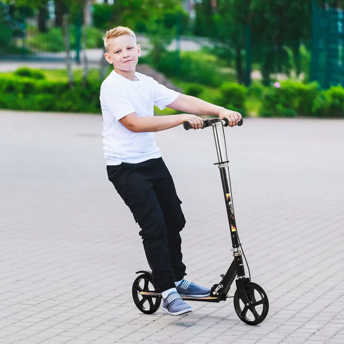 Foldable Kick Scooter for Kids w/ Adjustable Height, Break, Big Wheels by HOMCOM