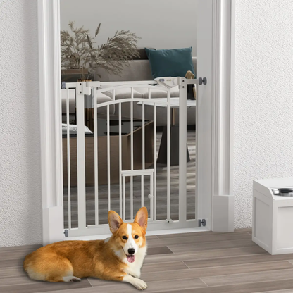 PawHut Pressure Fit, Safety Gate Dog Gate w/ Small Cat Door Opening, 74-80cm by PawHut