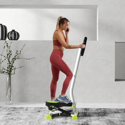 Adjustable Stepper Aerobic Ab Exercise Machine LCD Screen Handle, White HOMCOM by Unbranded