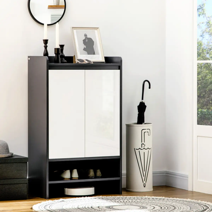 Modern Shoe Cupboard for Hallway with Open Compartment and Adjustable Shelves by Unbranded