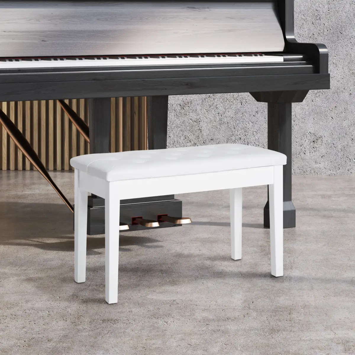 Classic Digital Keyboard Piano Bench Makeup Padded Seat Stool Solid Wood White by HOMCOM