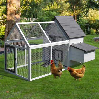 Wooden Chicken Coop Hen House Enclosure with Ramp Run Nesting Box Pawhut by Unbranded