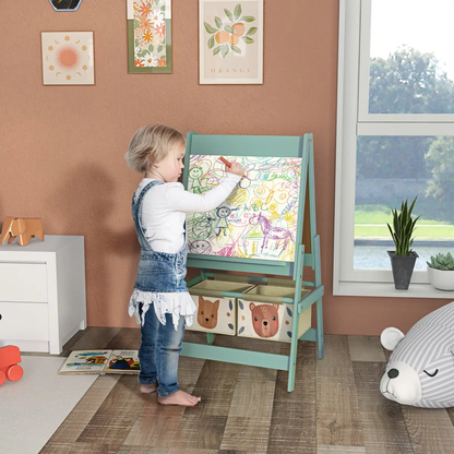 AIYAPLAY Kids Easel with Paper Roll, Blackboard, Whiteboard, Storage, Green by AIYAPLAY