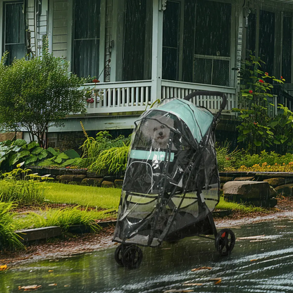 PawHut Dog Stroller for XS Dogs, S Dogs, Cats with Rain Cover - Green by PawHut