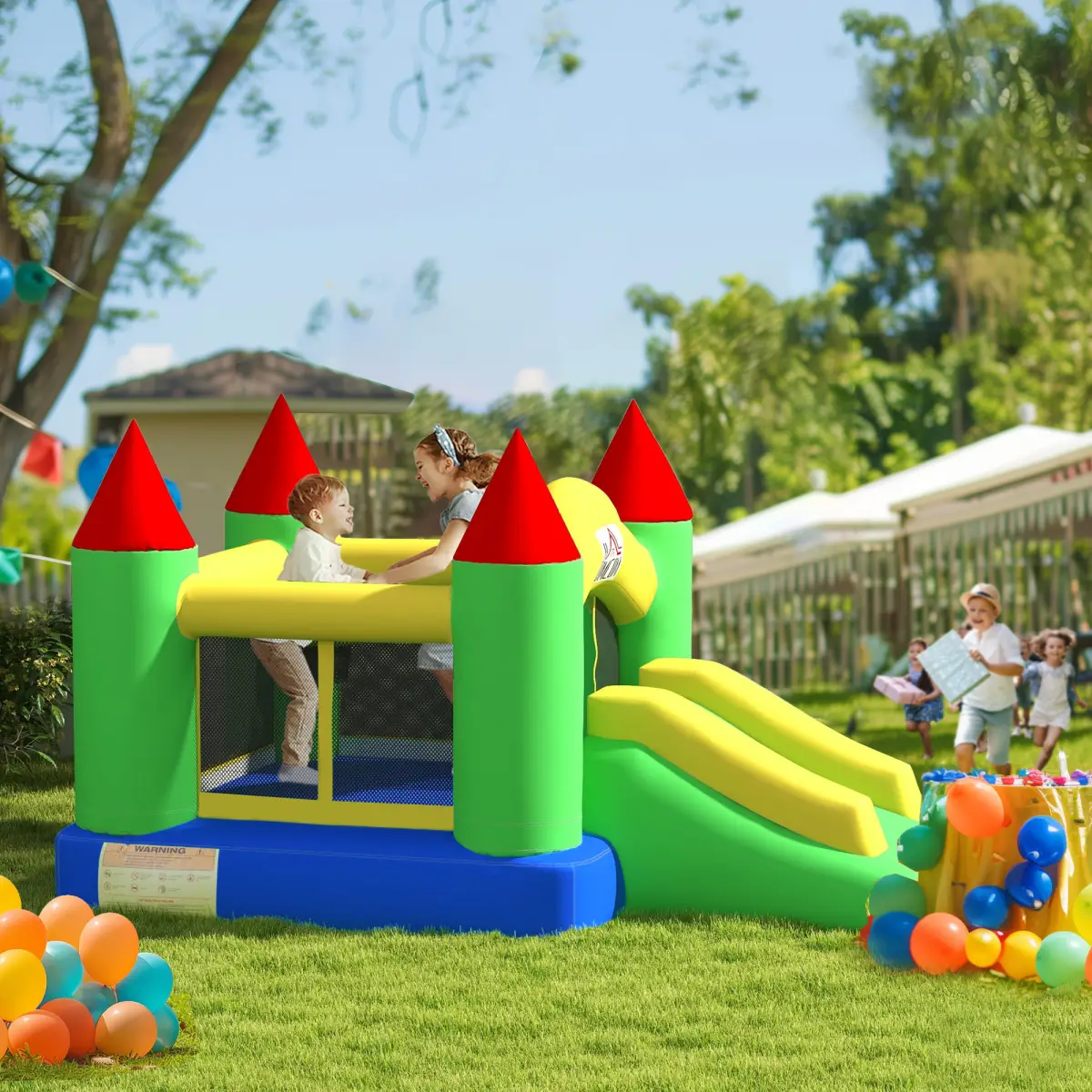 Bouncy Castle with Slide Inflatable Bouncer Kids Jumper Bounce Castle HOMCOM by Unbranded
