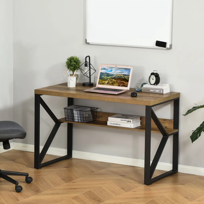 Computer Writing Desk K-Shaped Steel Leg Storage Shelf Home Office by Unbranded