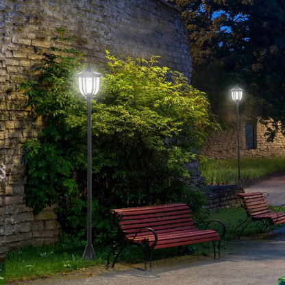 1.77m Tall Free-Standing ABS Garden Solar LED Lamp Post Black by Outsunny
