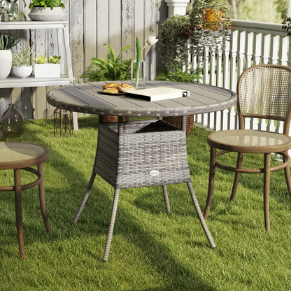 Outsunny Outdoor PE Rattan Dining Table w/ Wood-plastic Composite Top, Grey by Outsunny