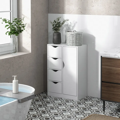 Modern Storage Cabinet Organizer with 4 Drawers and 1 Shelf, White by HOMCOM