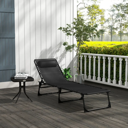 Sun Lounger Reclining Cot Foldable Folding Garden Chair Bed Relaxer Outsunny by Unbranded