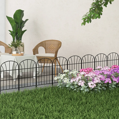 Outsunny 8PCs Decorative Garden Fencing 24in x 8.7ft Metal Border Edging by Outsunny