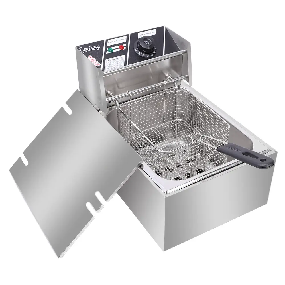 [Replace old code: 96063967] EH81 2500W 220-240V 6.3QT/6L Stainless Steel Single Cylinder Electric Fryer UK Plug by N/A