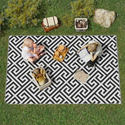 121x182cm Reversible Outdoor Rug Portable Plastic Straw RV Outsunny by Unbranded