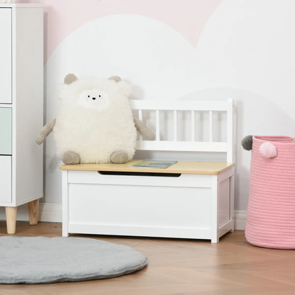 2 In 1 Wooden Toy Box, Kids Seat Bench Storage Chest, 60 x 30 x 50cm by HOMCOM