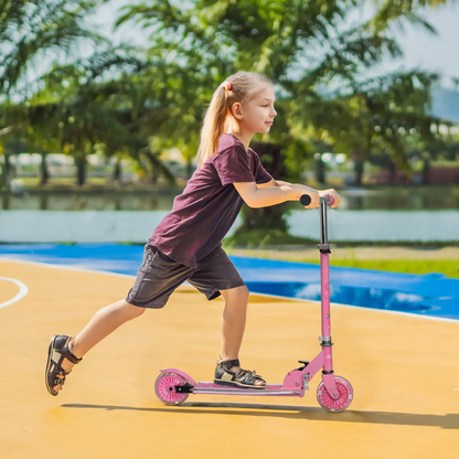 Scooter for Kids Ages 3-7 W/ Lights Music Adjustable Height Folding Frame - Pink by Unbranded