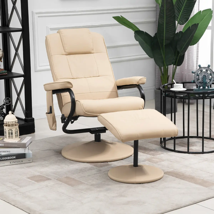 Freestanding Living Room Chair with High Density Cushion and Footrest Cream by Unbranded