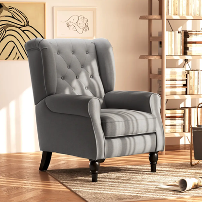 Accent Armchair Home Furniture Retro Tufted Club Wood Fabric Dark Grey by HOMCOM