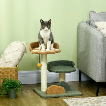 52cm Cat Tree for Indoor Cats, Scratching Posts with Two Bed, Toy Ball by PawHut