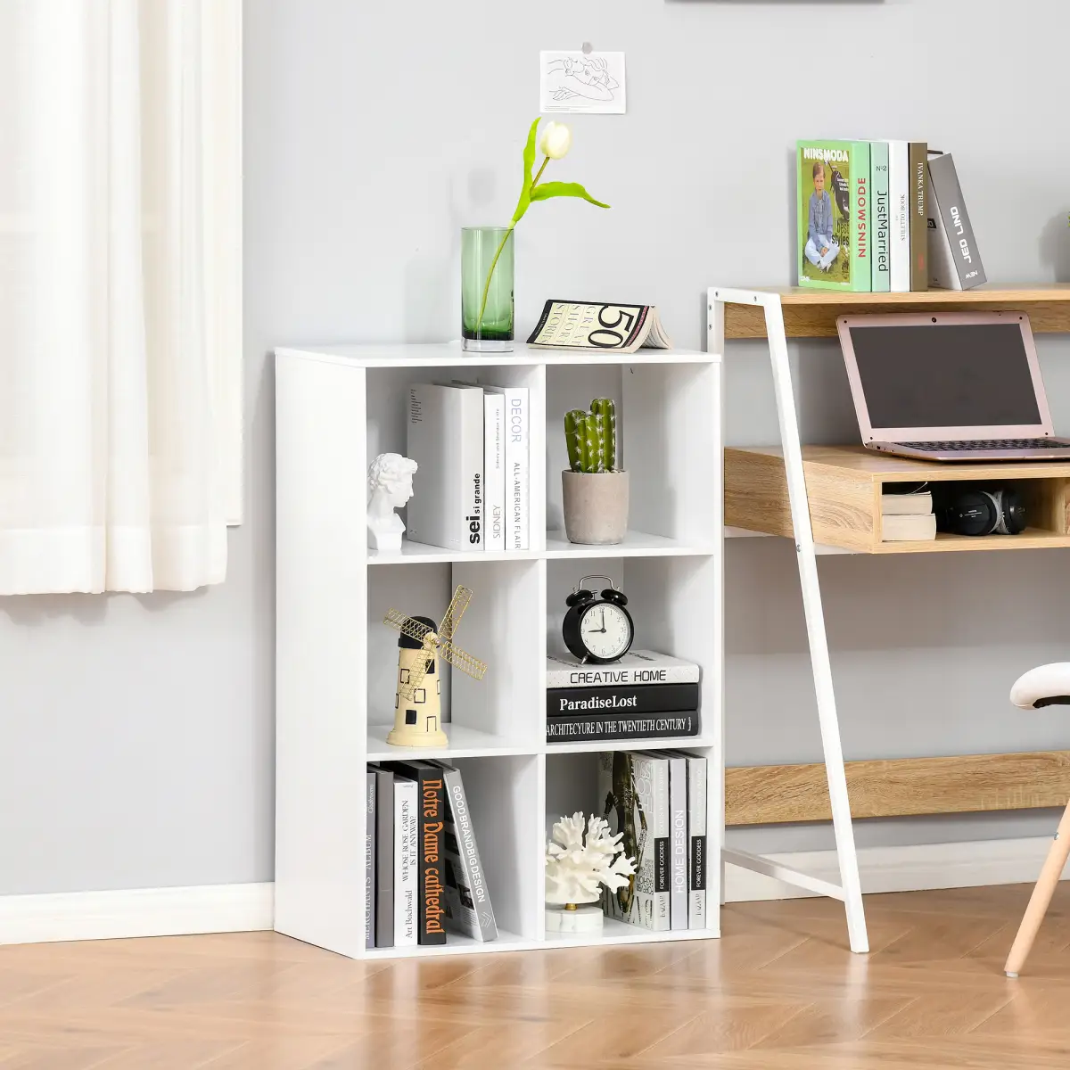 Storage Cabinet Bookcase 6 Cube Organiser Shelves White by Unbranded