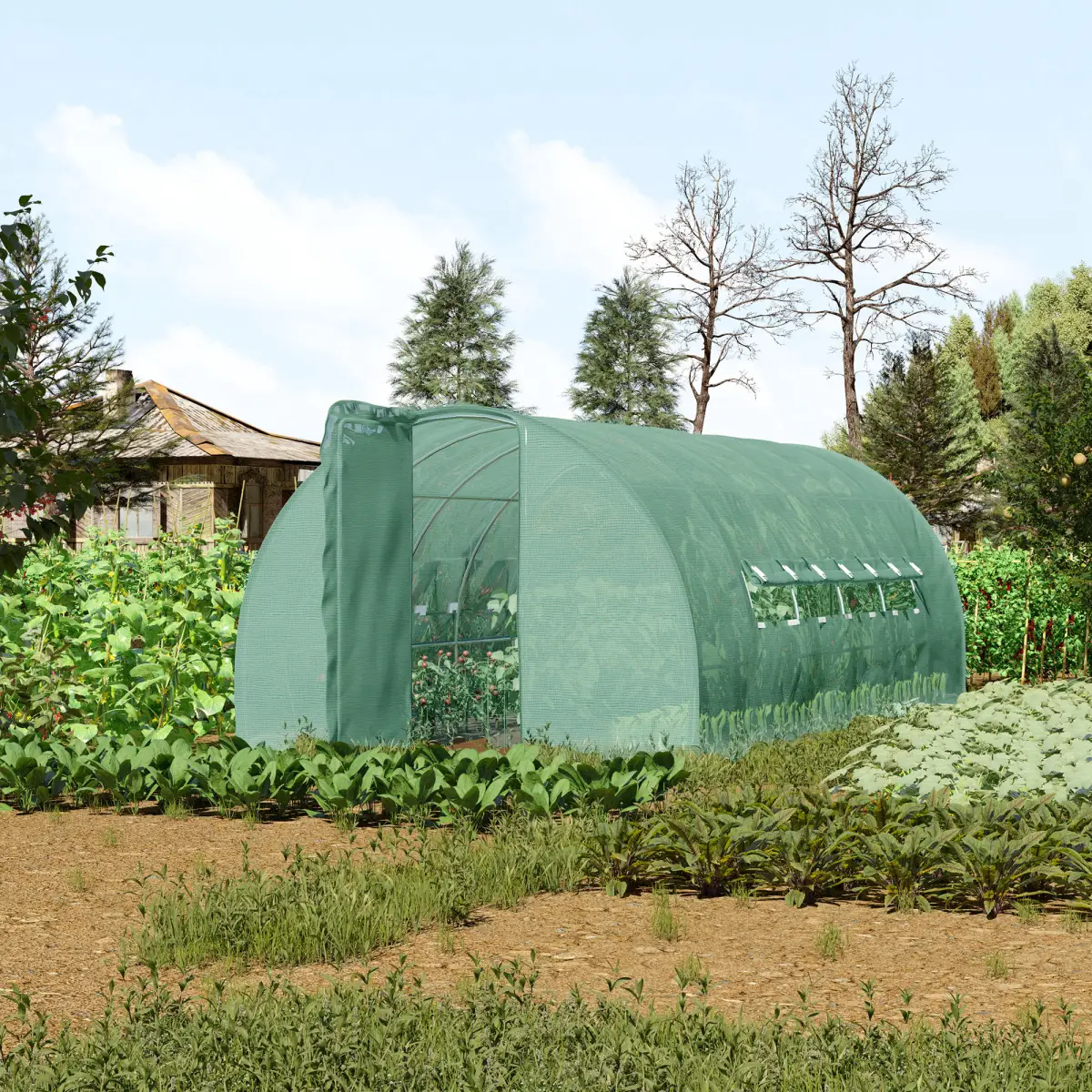 6 x 3M Reinforced Walk-in Polytunnel Garden Greenhouse Steel Frame by Outsunny
