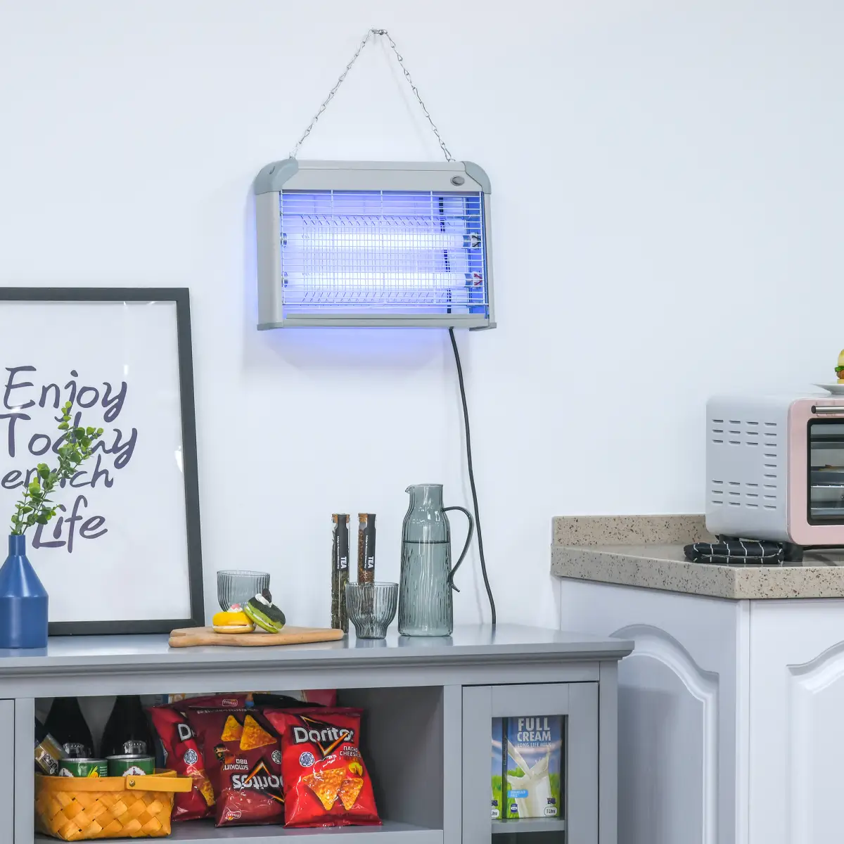 LED Wall-mounted Portable Mosquito Killer Lamp, Steel-Grey by Outsunny